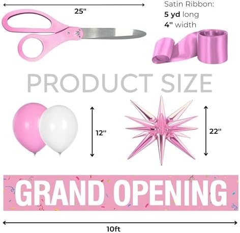 Giant Pink Ribbon Cutting Scissors with Banner and Balloons Kit