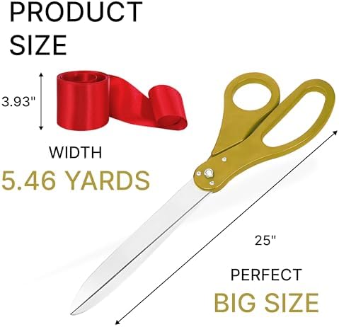 Gold Grand Opening Ceremony Kit with 25 Inch Scissors and Red Ribbon