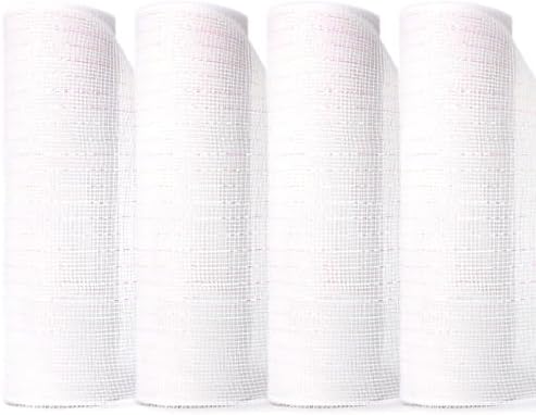 Ribbli 4 Rolls White Mesh Ribbon 10 Inch x 30 Feet