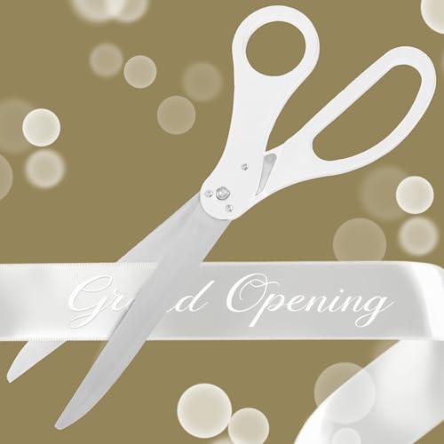25 Inch White Ceremony Scissors for Grand Opening Events