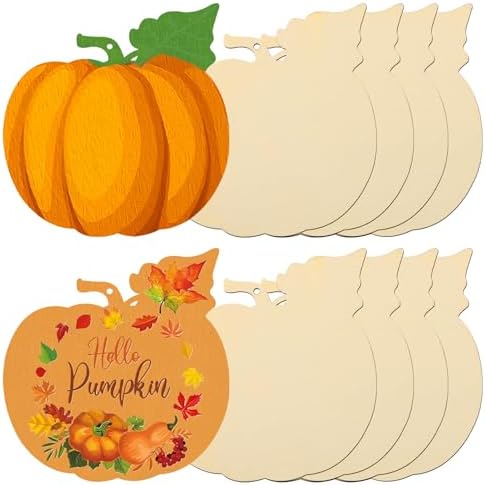 7 Inch Unfinished Wooden Pumpkins Set of 10