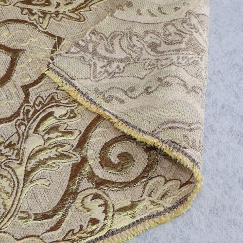 TinaKim Heavyweight Chenille Damask Upholstery Fabric - 2 Beige Yard