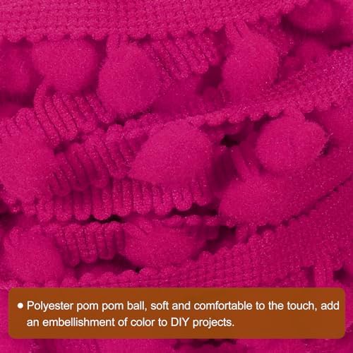 Uxcell Pom Pom Fringe Trim 20 Yards 8mm Fuchsia