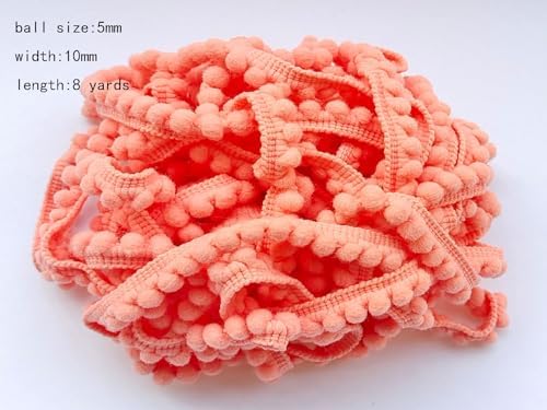 Mini Pom Pom Trim 8 Yards Peach 5mm Ball Fringe for Sewing