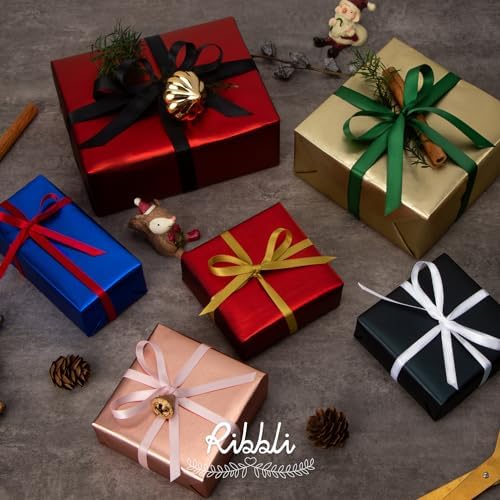 Ribbli Black Satin Ribbon 12 Inch x 50 Yards Continuous