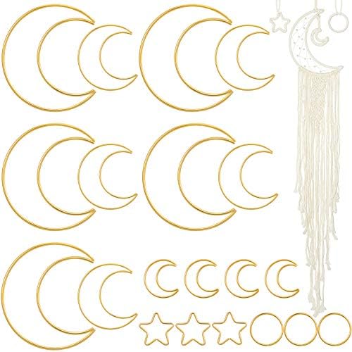20 Pcs Gold Moon Dream Catcher Rings Hoops