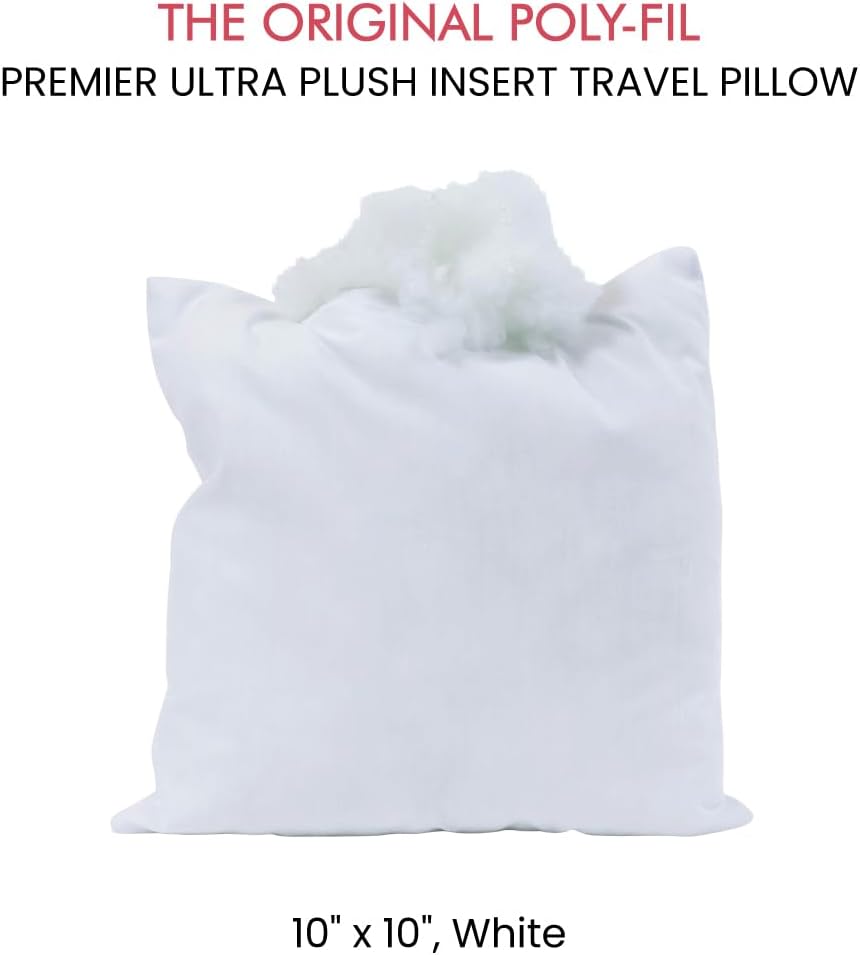 Fairfield Poly-Fil Premier Ultra Plush Pillow Insert 10x10 Inch White