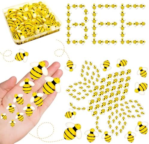 X Hot Popcorn 130 Pcs Mini Resin Bee Decorations