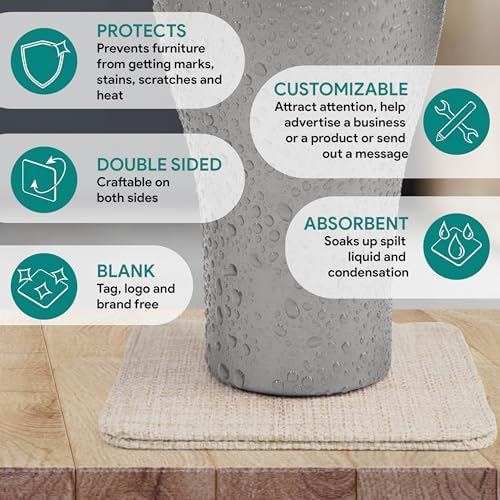 RYTOO Sublimation Coasters Bulk - Square 10 Pack