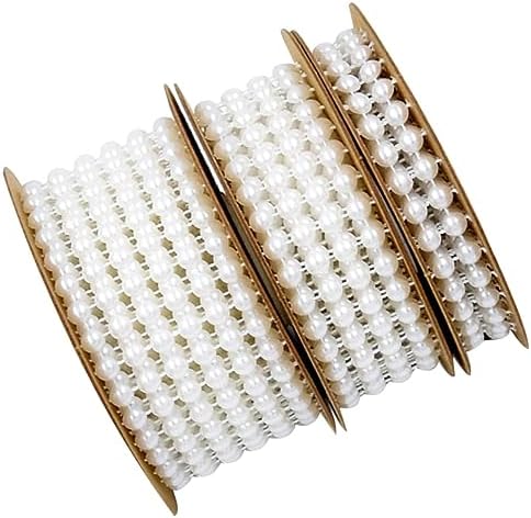 NUOBESTY 6 Rolls Wedding Bead Ribbon Decorative Band