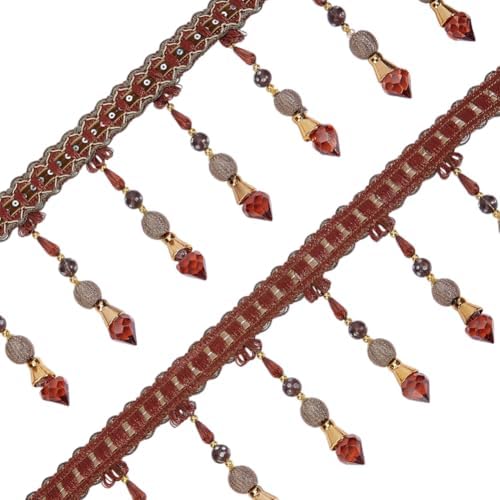 OLYCRAFT Brown Bead Tassel Curtain Trim 44 Yard Wide