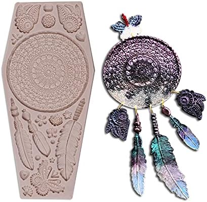 Dream Catcher Fondant Mold - Butterfly Dragonfly Heart Silicone