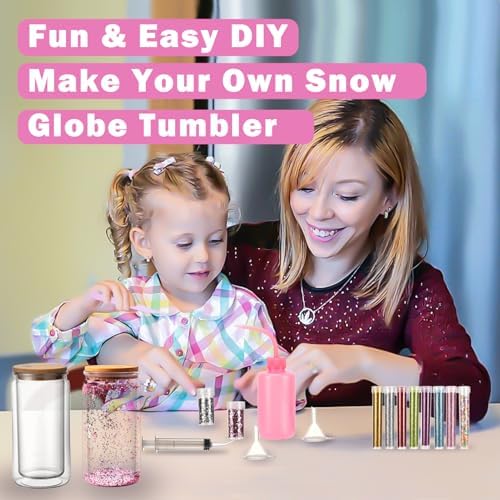 16 Pcs Snow Globe Tumbler DIY Kit with Glitter and Tools