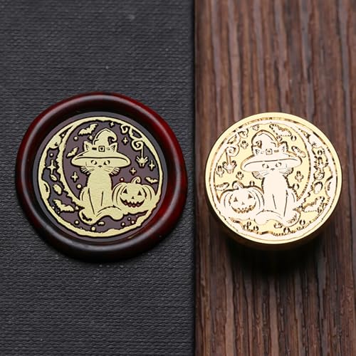 WASOHLING Halloween Wax Seal Stamp Witch Cat 25mm
