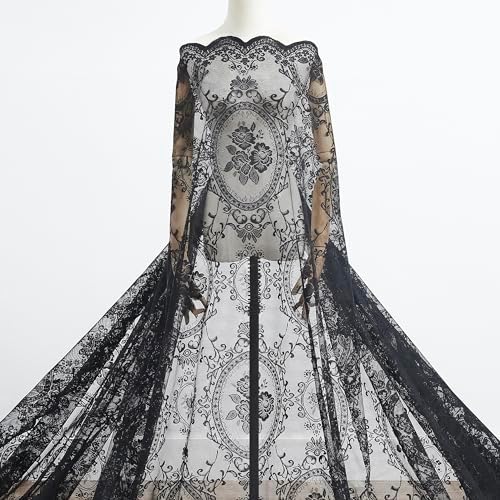 Warm Home Designs 54 Inch Wide Black Lace Fabric 6 Yards Long