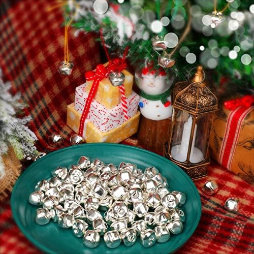 Augshy 100 Piece Silver Jingle Bells for Christmas Decorations