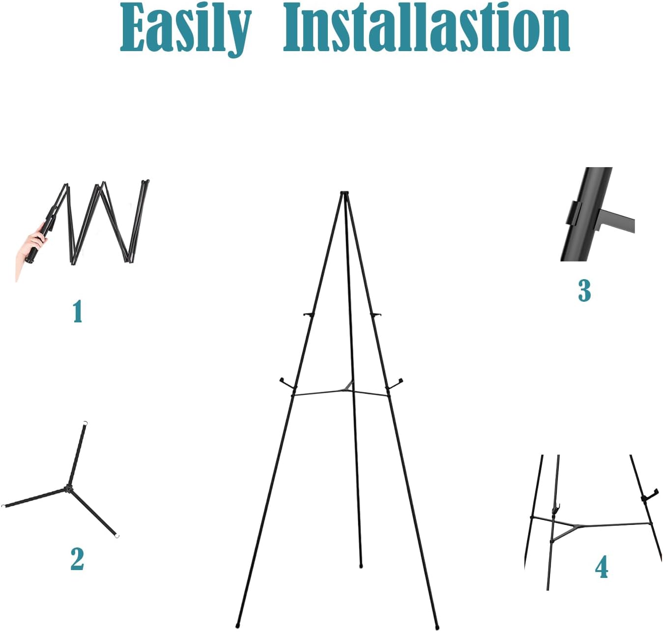 63 Inch Adjustable Metal Easel Stand - 2 Pack with Portable Bag