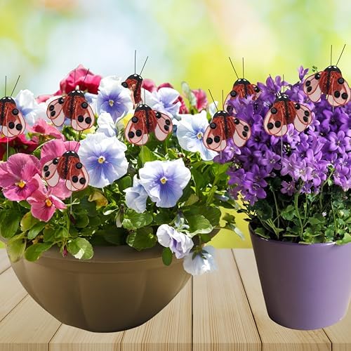 Red and Black Glitter Ladybug Floral Picks - 24 Pack