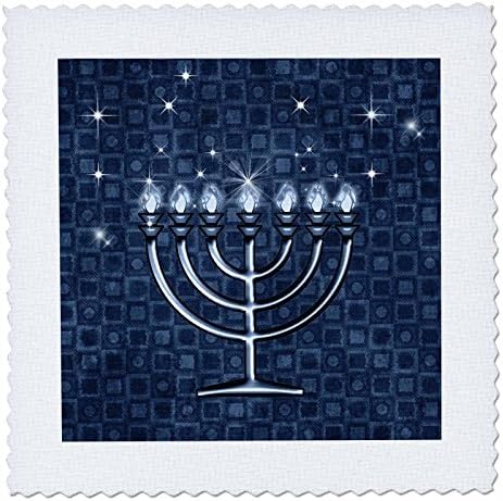 3dRose Hanukkah Menorah Blue Quilt Square