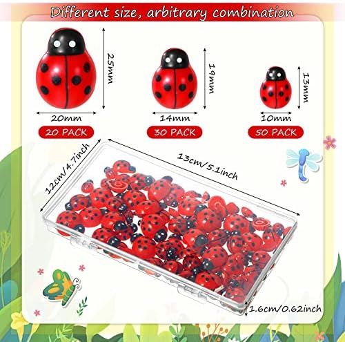 Hicarer 100 Pieces Resin Ladybug Embellishments