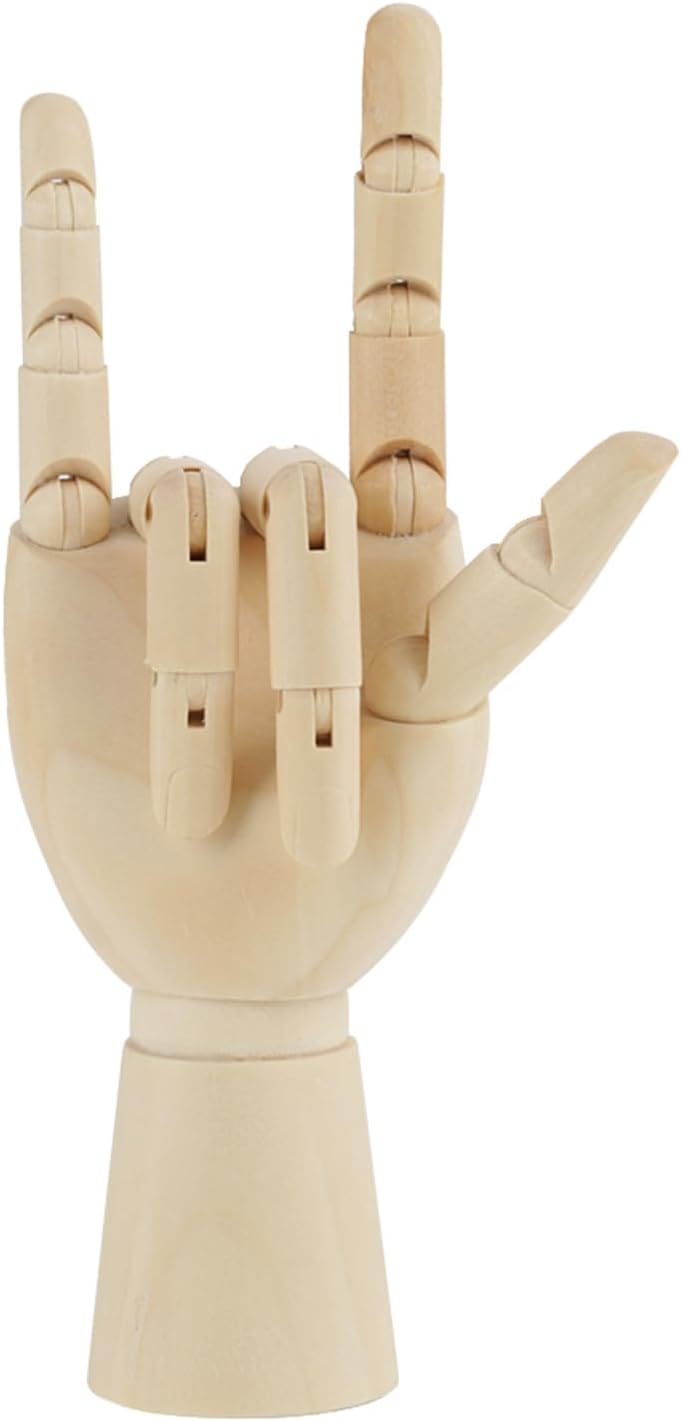 Hyuduo Art Mannequin Hand Model Wooden Sculpture 7 Inch Right Hand