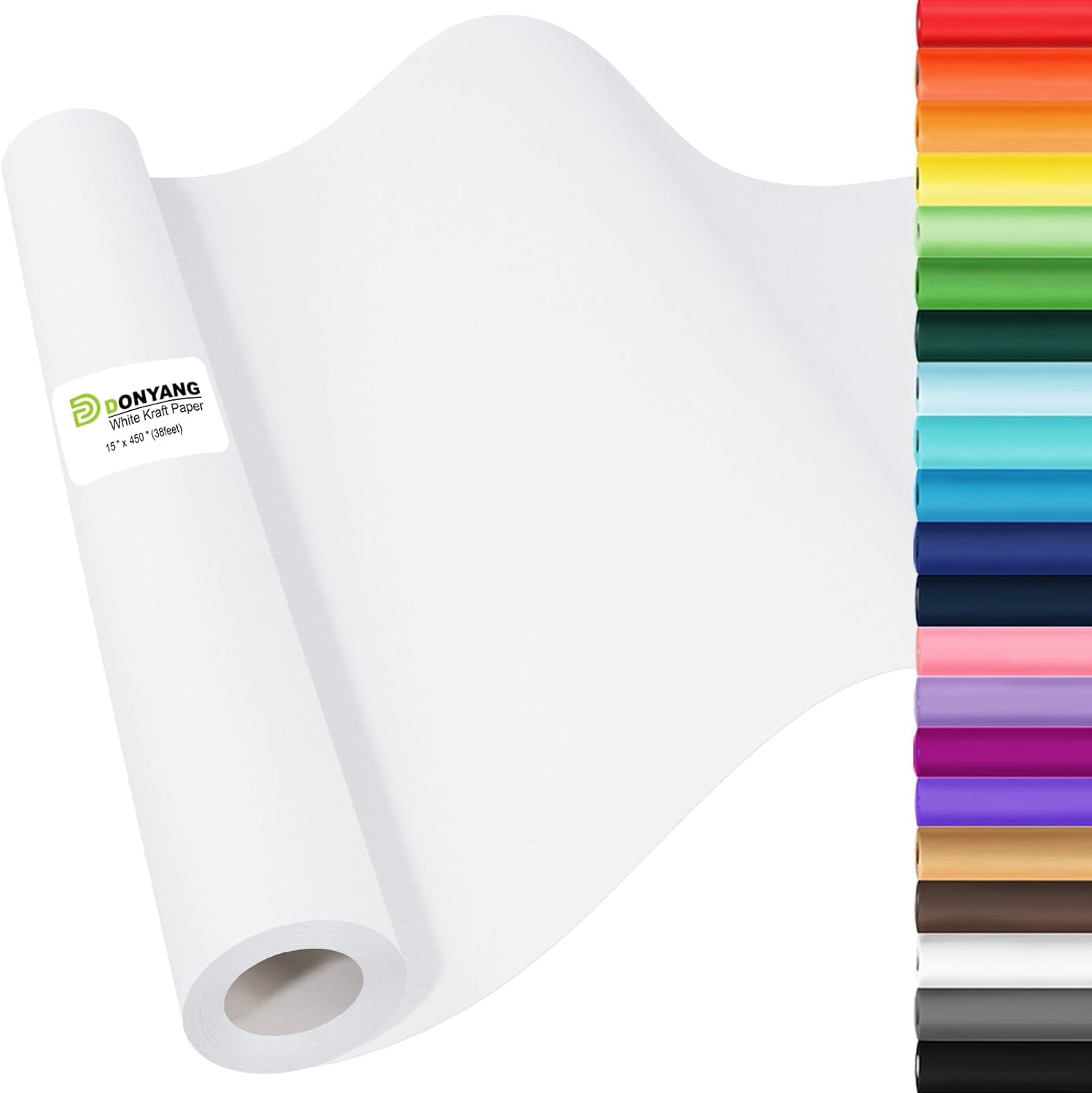 Donyang White Kraft Paper Roll 15 x 450 for Crafts and Wrapping