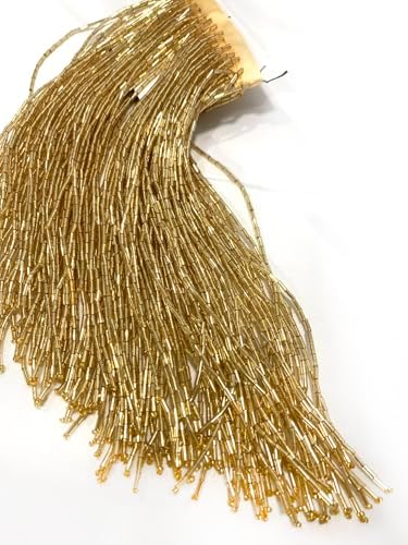 12 Inches Gold Luxury Glass Beaded Lace Trim with Tassel Fringe