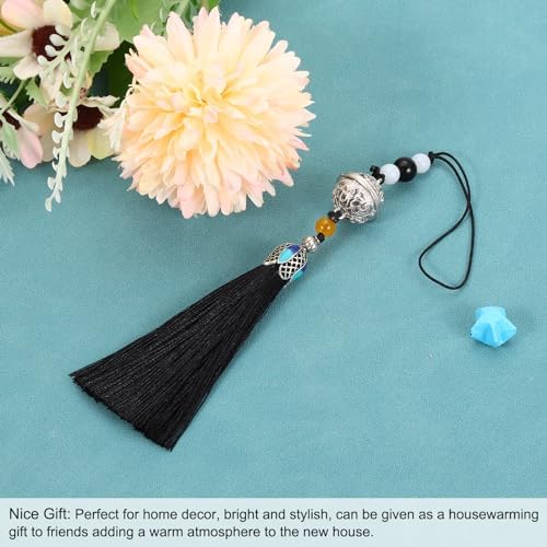 Uxcell Black Tassel Pendant with Bell - 19cm DIY Home Decor
