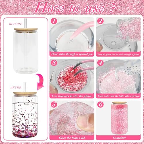 20 Pcs Snow Globe Tumbler Kit with Glitter Funnel Tweezers Syringe Plastic Bottle