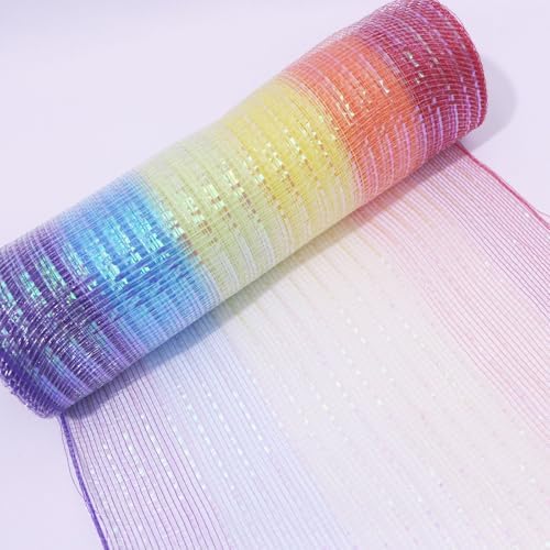 3 Rolls Rainbow Deco Mesh Ribbon for Wreath Making and DIY Crafts