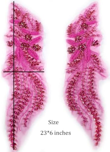Hot Pink Rhinestone Applique Embellishments for Sewing