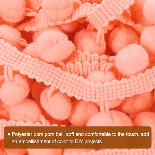 Uxcell Pom Pom Ball Fringe Trim 20 Yards Coral Pink
