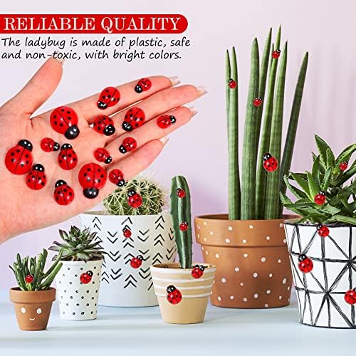 Hicarer 100 Pieces Resin Ladybug Embellishments