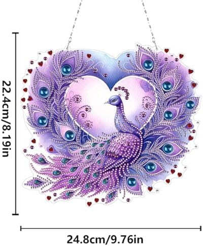 Beautiful Animals Diamond Art Kit - 5D Diamond Hanging Ornament Purple Peacock