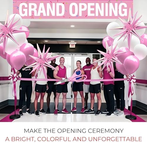 Giant Pink Ribbon Cutting Scissors with Banner and Balloons Kit