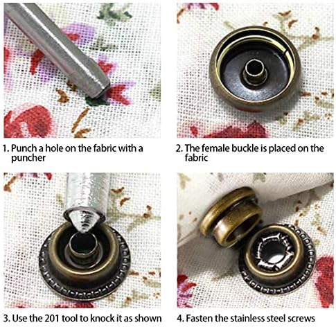 Glarks 120-Pieces Marine Grade Snap Fastener Kit - Black