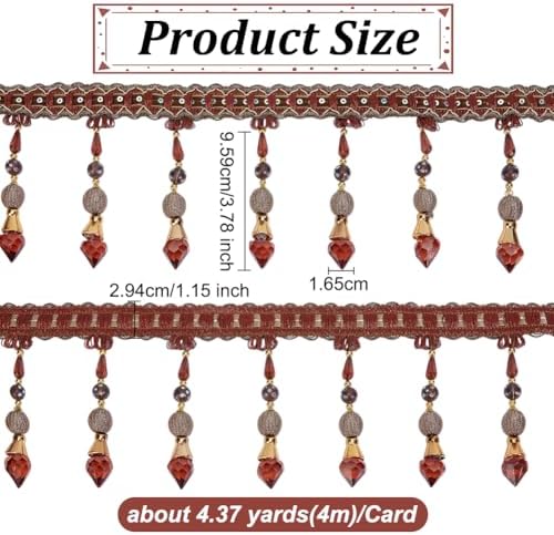 OLYCRAFT Brown Bead Tassel Curtain Trim 44 Yard Wide