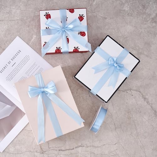 Light Blue Satin Ribbon 1 Inch 50 Yards for Crafts and Gifts