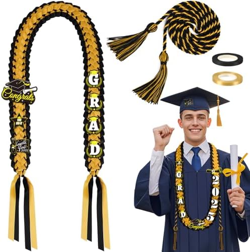 JUNEBRUSHS 16 Pcs 2025 Graduation Ribbon Lei Set