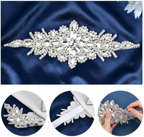 Fingerinspire 2pcs Rhinestone Applique for Wedding Dress