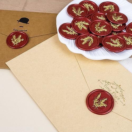 25Pcs Gold Red Wax Seal Stickers for Envelopes and Invitations
