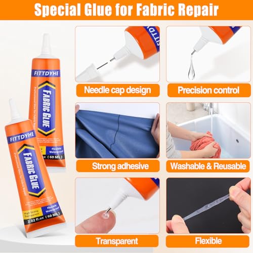 Permanent Fabric Glue 60 ML Clear Adhesive for Fabric Repairs