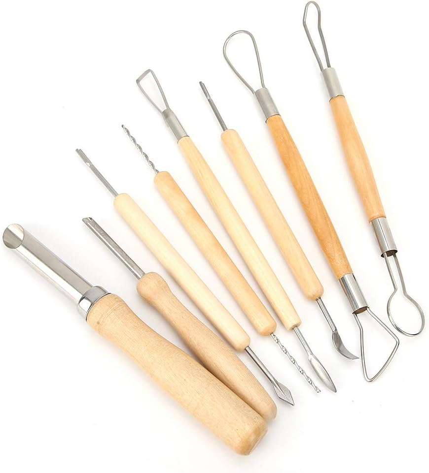 8pcs Ceramic Clay Sculpture Tools Set for Art and Pottery