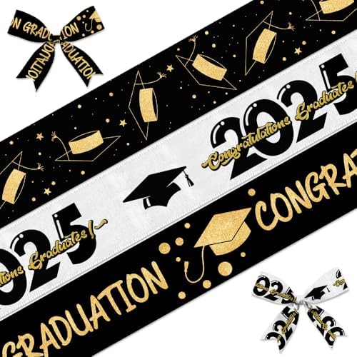 3 Pack Graduation Decor Ribbons with Congratulations Text