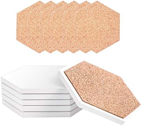 HooAMI Sublimation Coasters 6pcs Hexagon Ceramic with Cork Backing Pads