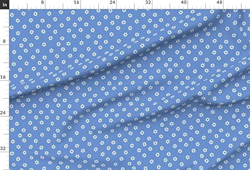 Spoonflower Fabric Star of David Hanukkah Blue Winter Menorah Chiffon Fat Quarter