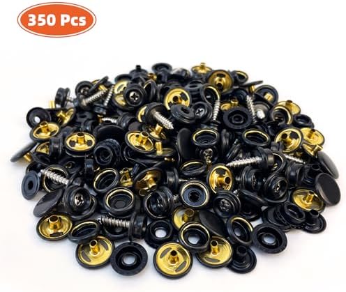 HAPDEN 350 Pcs Marine Grade Stainless Steel Boat Cover Snaps Kit Black