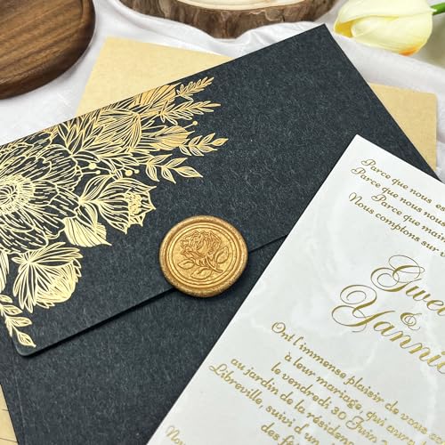 100Pcs Rose Style Adhesive Wax Seals for Envelopes