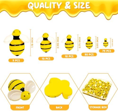 X Hot Popcorn 130 Pcs Mini Resin Bee Decorations