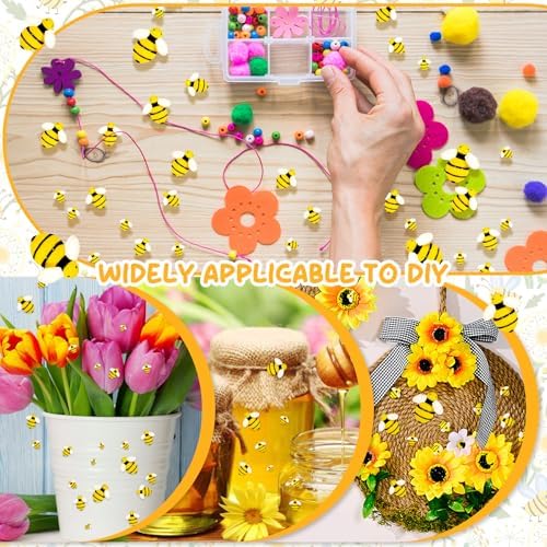 X Hot Popcorn 130 Pcs Mini Resin Bee Decorations